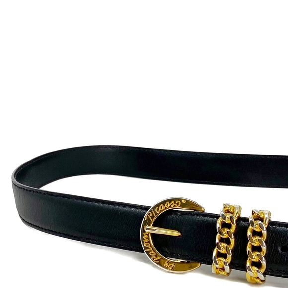 Paloma Picasso Accessories - Vintage Paloma Picasso Black Leather Italian Belt